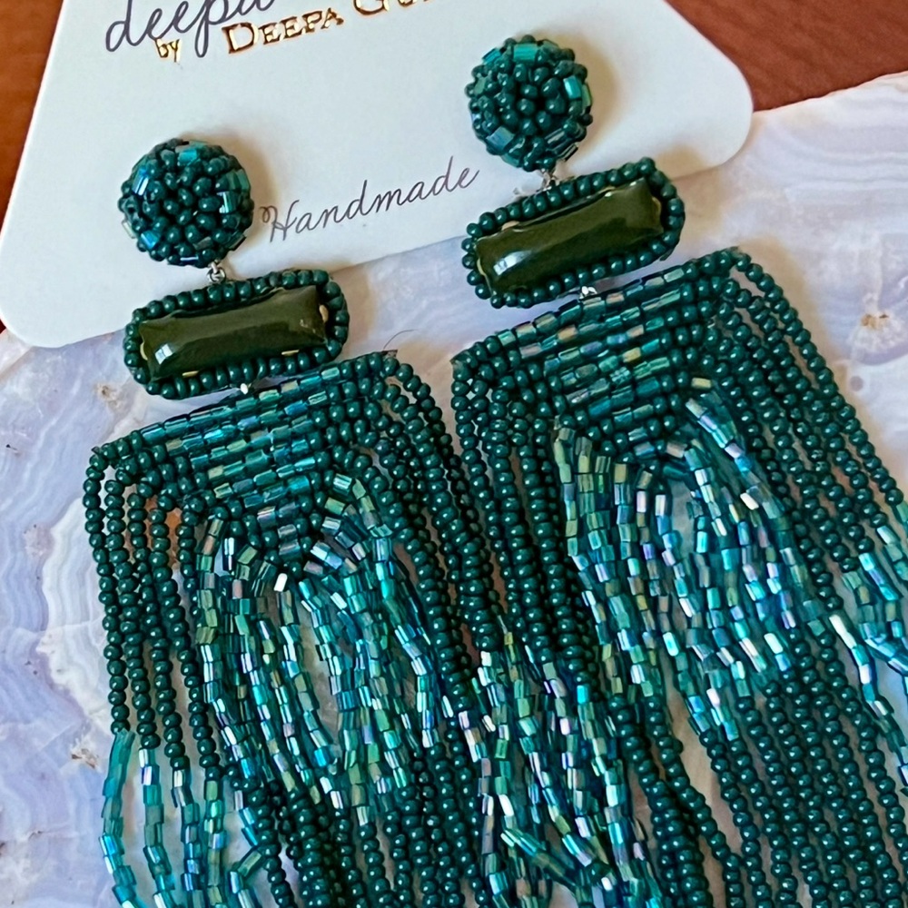 NWT Anthropologie Deepa Beaded Fringe Chandeliers - Picture 6 of 13